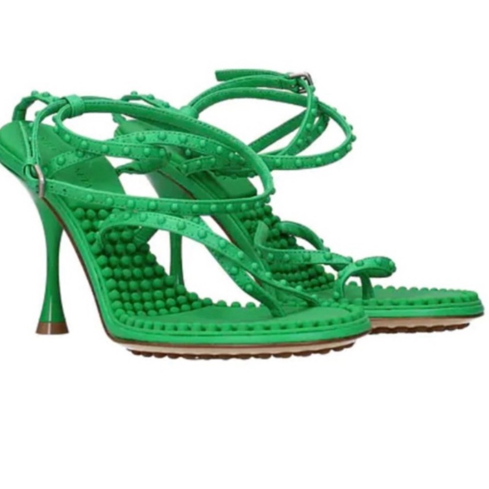 Bottega Veneta Sandal Heel Grass Green AUTHENTIC - Picture 2 of 3